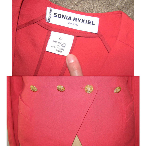 Vintage Sonia Rykiel red blazer size 40 US 8-10 - Picture 7 of 8